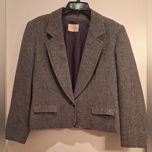 Vintage Pendleton Blazer Women's Size 14 Gray Jacket 100% Virgin Wool USA